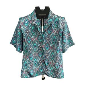 Notations Vintage 90s Satin Short-Sleeve Shirt - Medium 8